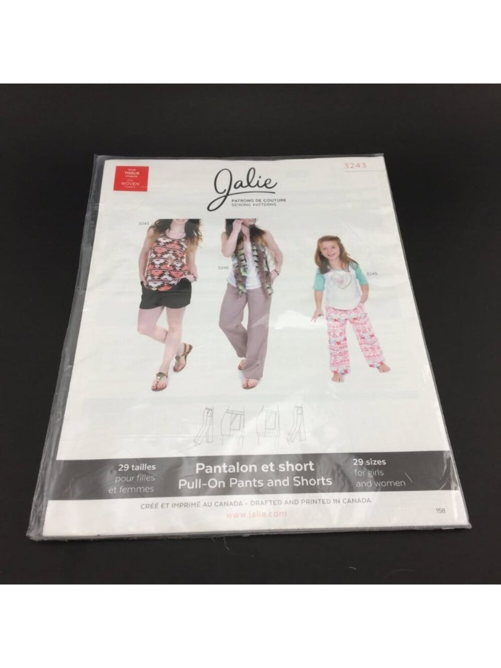 Jalie 3243 Pull-On Pants Shorts Sewing Pattern Girls Womens 29 Sizes Sealed